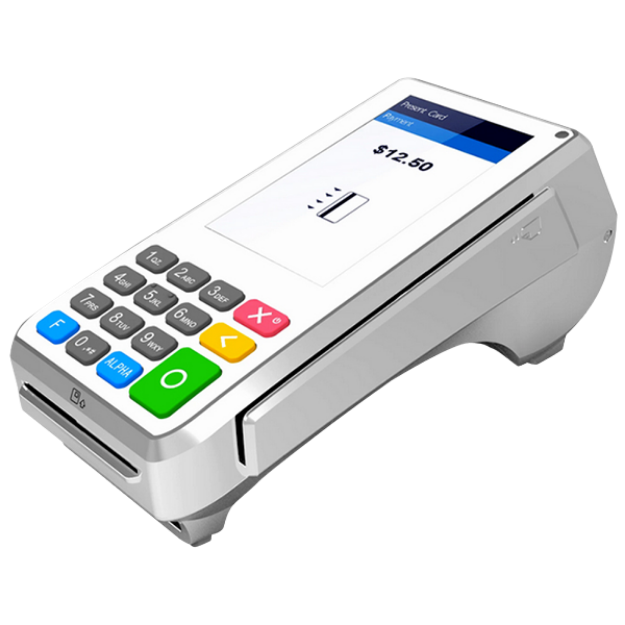 PAX A80 Standalone Credit Card Terminal | Beauty Supply Payment Processing PAX A80 standalone credit card terminal displaying a $12.50 payment, offering reliable retail payment processing solutions for beauty supply stores and merchants.